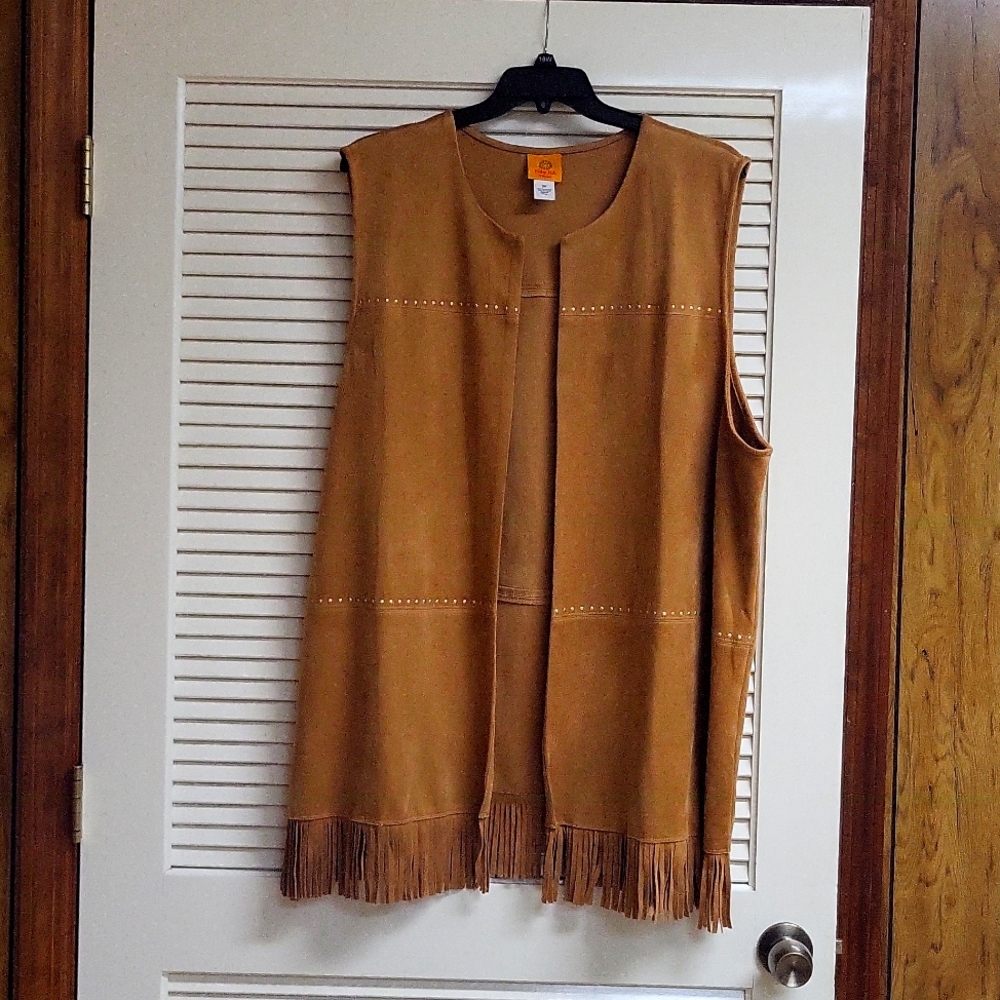Ruby Rd suede fringed vest
